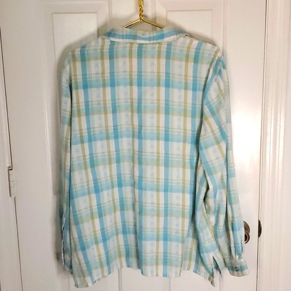 Alfred Dunner Womens Button Down Collar Long Sleeve Plaid Top - Picture 5 of 12